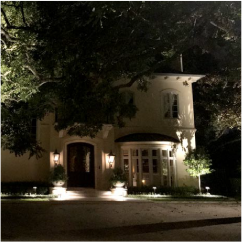 Front porch with decorative lighting