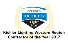 Badge that says Kichler Lighting Western Region Contractor of the year 2017