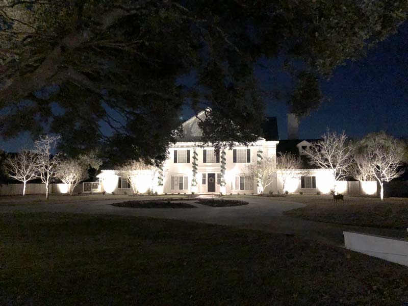 outdoor lighting lights up a home