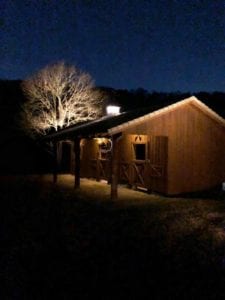 exterior lighting outside of horse stalls