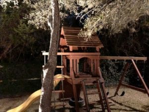 led lighting on a backyard playground